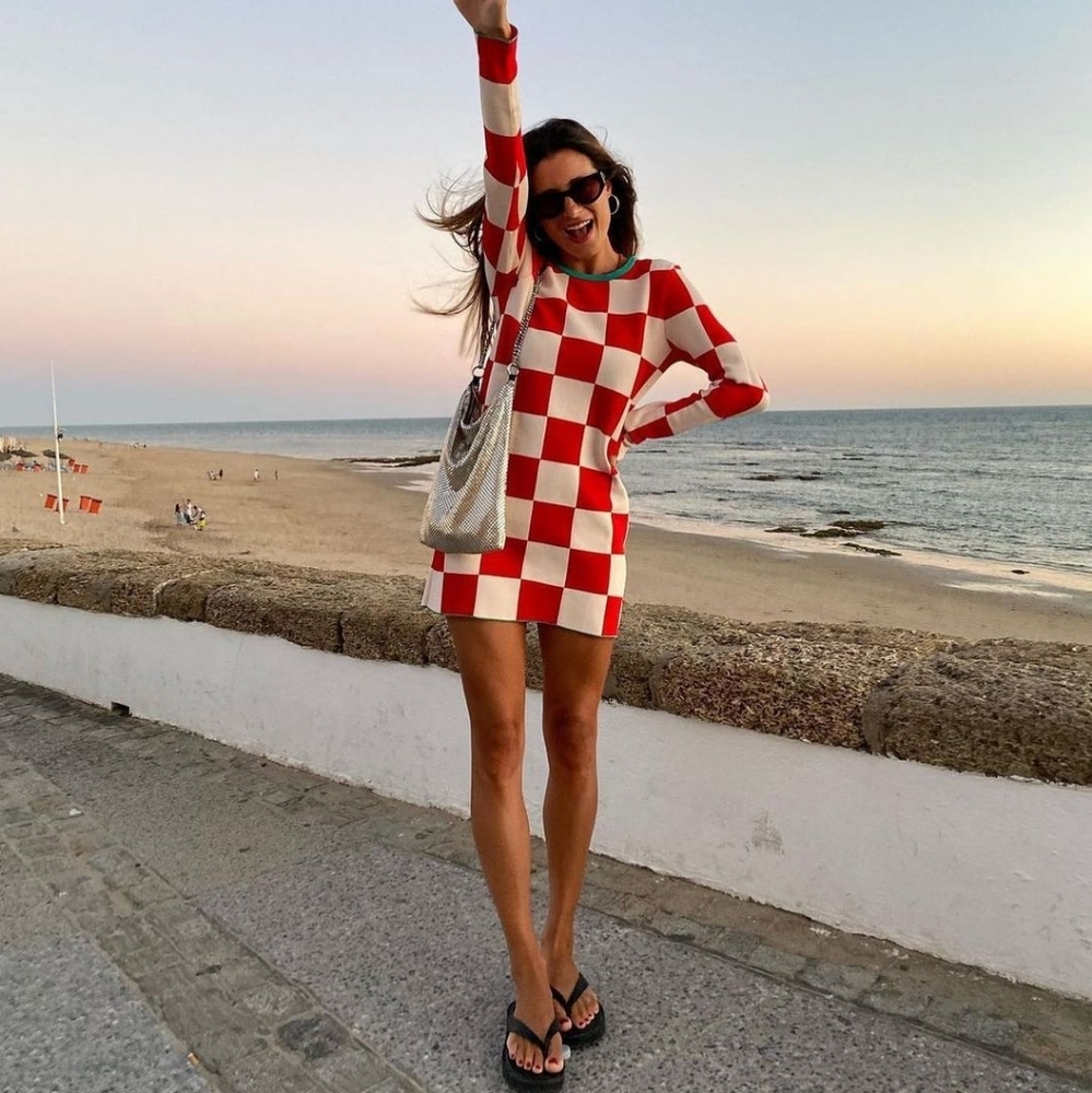 Zara plaid knit dress